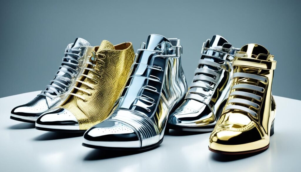 shiny metallic shoes